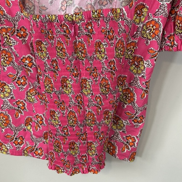 J Crew Puff sleeve squareneck top in Ratti Fine Italian Fabric pink blooms 2 NEW - Picture 6 of 11